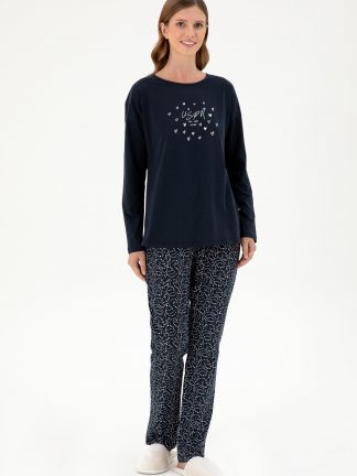 لباس خواب و لانژره زنانه سرمه ای یو اس پولو