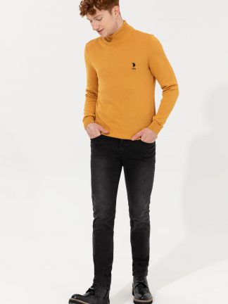 پلیور مردانه زعفرانی یو اس پولو