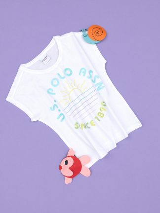 تی شرت دخترانه سفید یو اس پولو