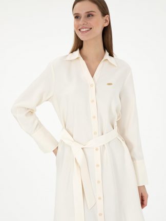 پیراهن و لباس مجلسی زنانه کرم یو اس پولو