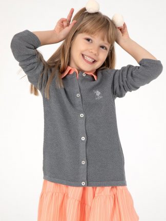 ژاکت دخترانه خاکی ملانژ یو اس پولو