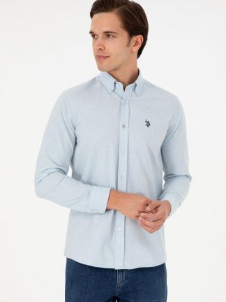 پیراهن مردانه آبی روشن یو اس پولو