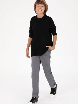 شلوار کتان پسرانه خاکستری یو اس پولو