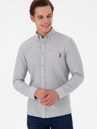 پیراهن مردانه خاکستری روشن یو اس پولو