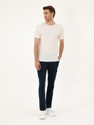 شلوار کتان مردانه سرمه ای پیرکاردین