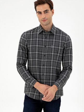 پیراهن مردانه خاکستری تیره یو اس پولو