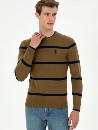 پلیور مردانه خاکی روشن یو اس پولو