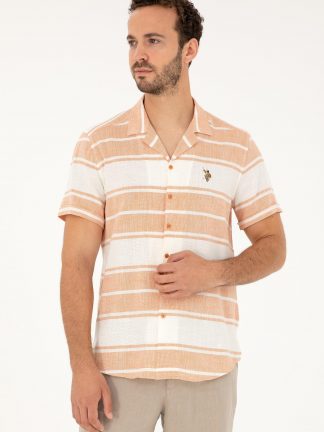 پیراهن آستین کوتاه مردانه آجری یو اس پولو