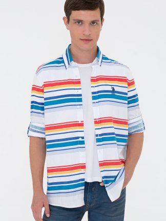 پیراهن مردانه سفید یو اس پولو