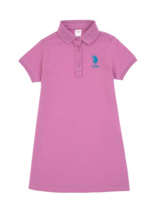 پیراهن دخترانه صورتی روشن یو اس پولو