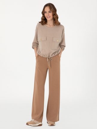 شلوار راحتی زنانه قهوه ای پیرکاردین