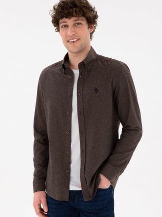 پیراهن مردانه قهوه ای یو اس پولو