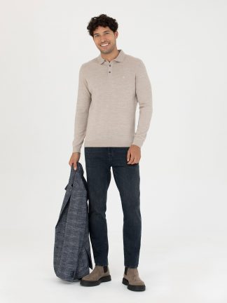 شلوار جین جذب مردانه آبی نفتی پیرکاردین