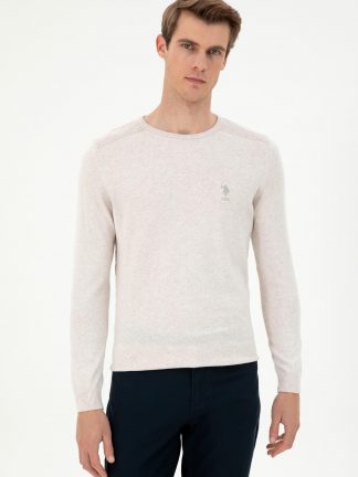 پلیور مردانه طوسی ملانژ یو اس پولو