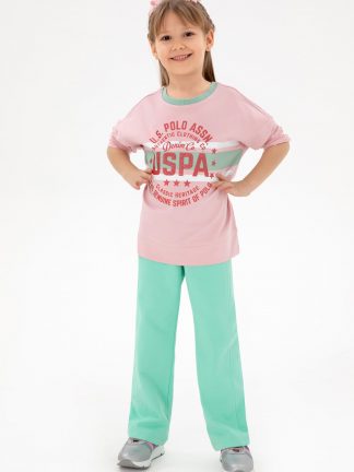 شلوار راحتی دخترانه نعنایی یو اس پولو