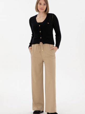 شلوار کتان زنانه خاکی روشن یو اس پولو