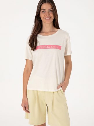 تیشرت زنانه کرم یو اس پولو