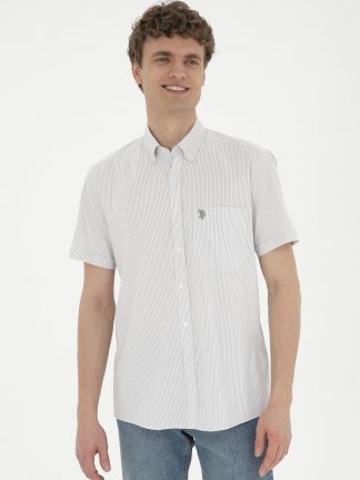 پیراهن آستین کوتاه مردانه خاکستری روشن یو اس پولو