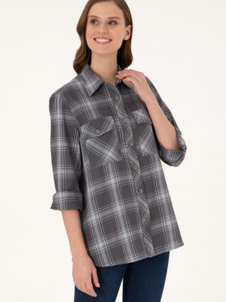 شومیز زنانه خاکستری روشن یو اس پولو