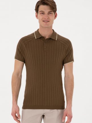 پلیور مردانه خاکی روشن یو اس پولو