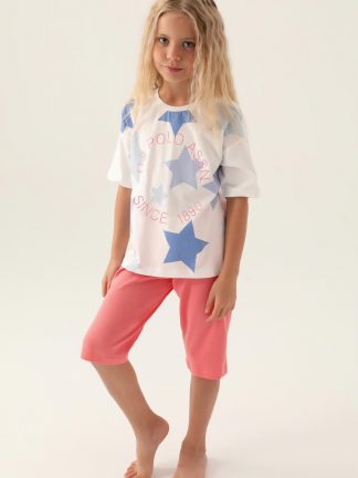 لباس خواب دخترانه کرم یو اس پولو