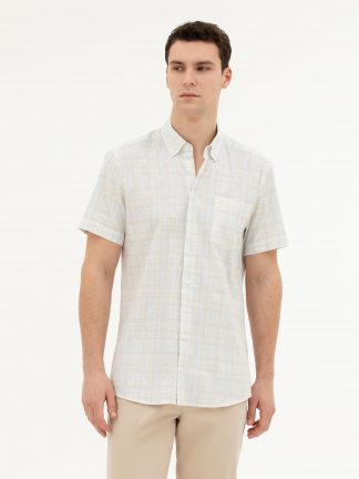 پیراهن آستین کوتاه مردانه طوسی پیرکاردین