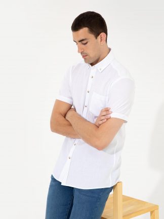 پیراهن آستین کوتاه مردانه سفید پیرکاردین