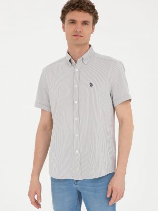 پیراهن آستین کوتاه مردانه خاکی روشن یو اس پولو