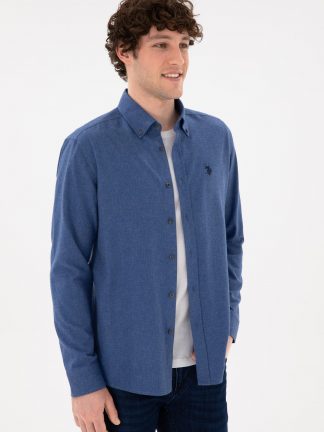 پیراهن مردانه نیلی یو اس پولو