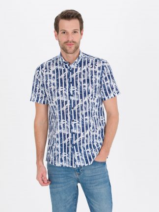 پیراهن آستین کوتاه مردانه سرمه ای پیرکاردین