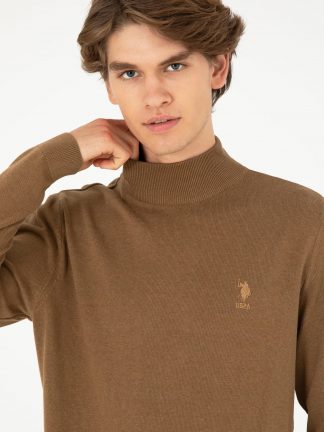 پلیور مردانه خاکی ملانژ یو اس پولو