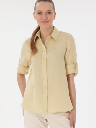 شومیز زنانه خاکی روشن یو اس پولو