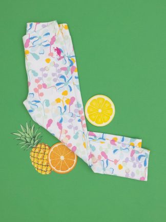 شلوار راحتی دخترانه سفید یو اس پولو