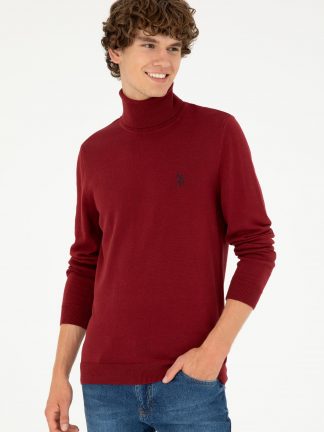 پلیور مردانه زرشکی یو اس پولو