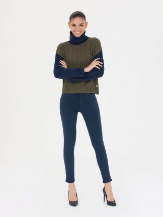 شلوار کتان زنانه سرمه ای پیرکاردین