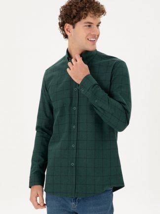 پیراهن مردانه سبز تیره یو اس پولو