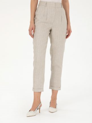 شلوار پارچه ای زنانه بژ پیرکاردین