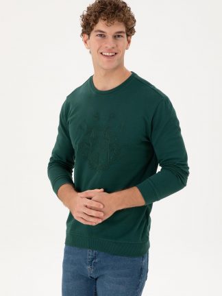 سویشرت مردانه سبز تیره یو اس پولو