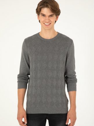 پلیور مردانه خاکی ملانژ یو اس پولو