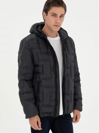 کاپشن مردانه خاکستری تیره یو اس پولو