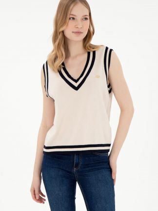 پلیور زنانه کرم یو اس پولو