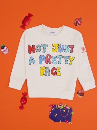 سویشرت دخترانه کرم یو اس پولو