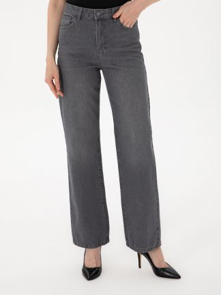 شلوار جین دمپا گشاد زنانه مشکی پیرکاردین