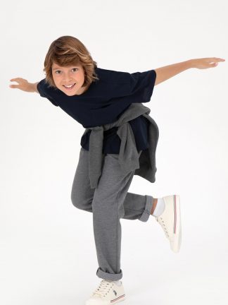 شلوار کتان پسرانه خاکستری روشن یو اس پولو