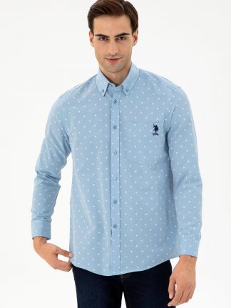 پیراهن مردانه آبی روشن یو اس پولو