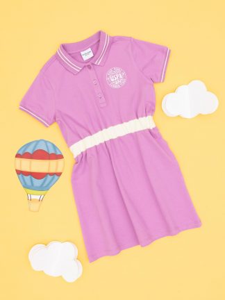 پیراهن دخترانه صورتی روشن یو اس پولو