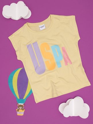 تی شرت دخترانه خاکی روشن یو اس پولو