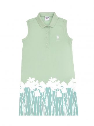 پیراهن دخترانه آبی فیروزه ای یو اس پولو