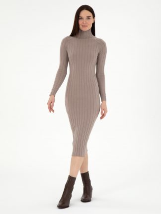 پیراهن بافت زنانه کرم ملانژ پیرکاردین