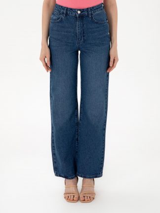 شلوار جین دمپا گشاد زنانه آبی پیرکاردین